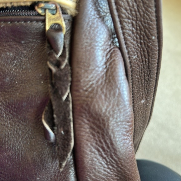 Vintage Sven Handbag Brown Leather Crossbody Bag with Leopard Print Flap USA - Picture 6 of 9